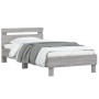 Bed frame headboard LED lights Sonoma gray 100x200 cm by , Beds and slatted bases - Ref: Foro24-838713, Price: 123,02 €, Disc...