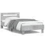 Concrete gray LED lights headboard bed frame 100x200 cm by , Beds and slatted bases - Ref: Foro24-838711, Price: 117,72 €, Di...