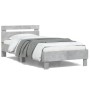 Estructura de cama cabecero luces LED gris hormigón 100x200 cm de , Camas y somieres - Ref: Foro24-838711, Precio: 119,05 €, ...
