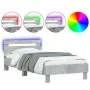 Concrete gray LED lights headboard bed frame 100x200 cm by , Beds and slatted bases - Ref: Foro24-838711, Price: 117,72 €, Di...