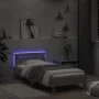 Concrete gray LED lights headboard bed frame 100x200 cm by , Beds and slatted bases - Ref: Foro24-838711, Price: 117,72 €, Di...