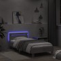 Estructura de cama cabecero luces LED gris hormigón 100x200 cm de , Camas y somieres - Ref: Foro24-838711, Precio: 119,05 €, ...