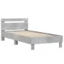 Concrete gray LED lights headboard bed frame 100x200 cm by , Beds and slatted bases - Ref: Foro24-838711, Price: 117,72 €, Di...