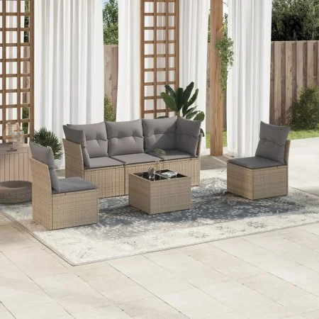 Garden sofa set with cushions 6 pieces beige synthetic rattan by , Garden sets - Ref: Foro24-3217359, Price: 368,26 €, Discou...