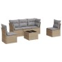 Gartensofa-Set mit Kissen, 6-teilig, beiges synthetisches Rattan von , Gartensets - Ref: Foro24-3217359, Preis: 368,18 €, Rab...