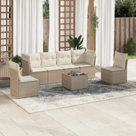 7-piece garden sofa set and beige synthetic rattan cushions by , Garden sets - Ref: Foro24-3217378, Price: 442,52 €, Discount: %