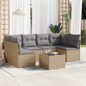 7-piece garden sofa set and beige synthetic rattan cushions by , Garden sets - Ref: Foro24-3217399, Price: 385,23 €, Discount: %