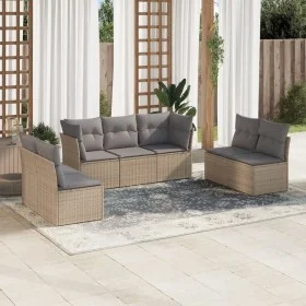 7-teiliges Gartensofa-Set und beigefarbene synthetische Rattankissen von , Gartensets - Ref: Foro24-3217409, Preis: 403,14 €,...