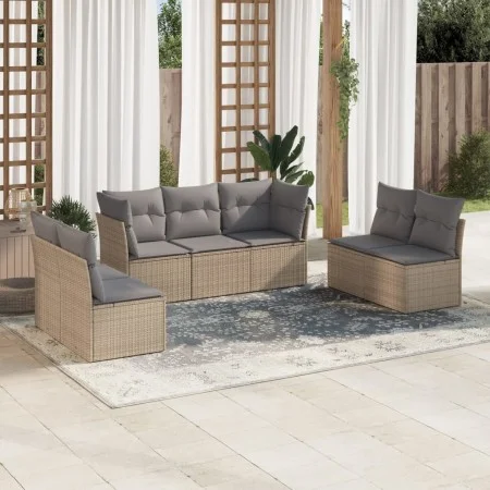 7-piece garden sofa set and beige synthetic rattan cushions by , Garden sets - Ref: Foro24-3217409, Price: 403,14 €, Discount: %