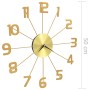 Reloj de pared de metal dorado 50 cm de vidaXL, Relojes de pared - Ref: Foro24-283858, Precio: 49,32 €, Descuento: %