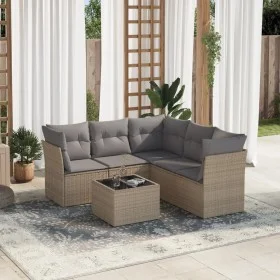 Gartensofa-Set mit Kissen, 6-teilig, beiges synthetisches Rattan von , Gartensets - Ref: Foro24-3217629, Preis: 363,50 €, Rab...