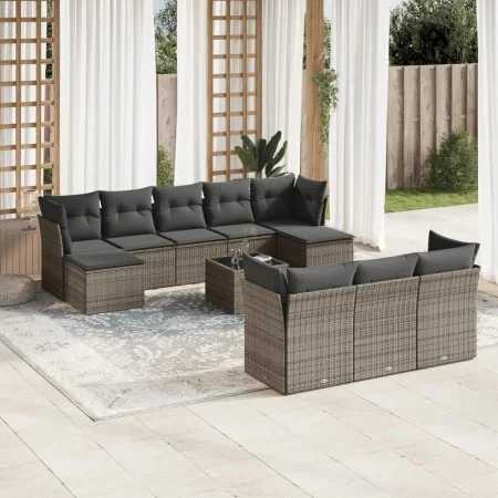 10-piece garden sofa set with gray synthetic rattan cushions by , Garden sets - Ref: Foro24-3218330, Price: 560,06 €, Discoun...