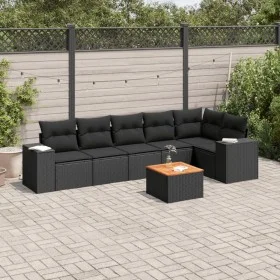 7-piece garden dining set and black synthetic rattan cushions by , Garden sets - Ref: Foro24-3257784, Price: 446,27 €, Discou...