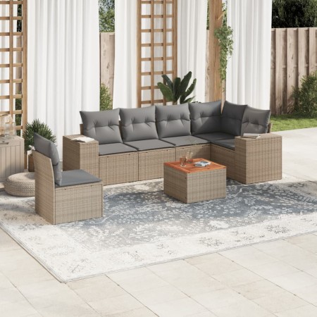 7-piece garden sofa set and beige synthetic rattan cushions by , Garden sets - Ref: Foro24-3257802, Price: 461,16 €, Discount: %