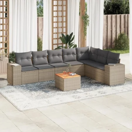 Garden sofa set with beige cushions 8 pcs PE rattan by , Garden sets - Ref: Foro24-3257809, Price: 523,54 €, Discount: %