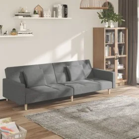 2-seater sofa bed with two pillows in light gray fabric by , Sofas - Ref: Foro24-375799, Price: 278,95 €, Discount: %