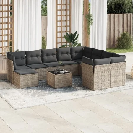 Set de sofás de jardín 11 pzas y cojines ratán sintético gris de , Conjuntos de jardín - Ref: Foro24-3218600, Precio: 622,51 ...