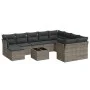 Set de sofás de jardín 11 pzas y cojines ratán sintético gris de , Conjuntos de jardín - Ref: Foro24-3218600, Precio: 622,51 ...