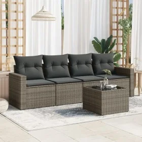 Gartensofa-Set mit Kissen, 5-teilig, graues synthetisches Rattan von , Gartensets - Ref: Foro24-3218680, Preis: 291,02 €, Rab...