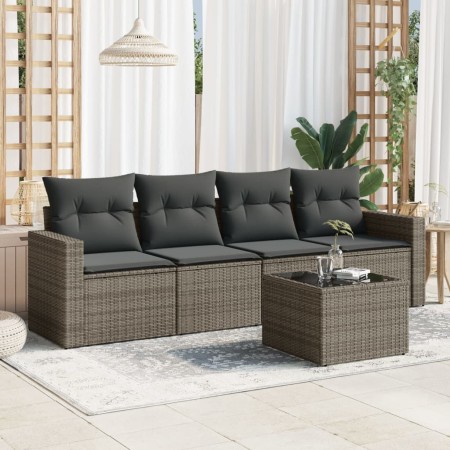 Gartensofa-Set mit Kissen, 5-teilig, graues synthetisches Rattan von , Gartensets - Ref: Foro24-3218680, Preis: 290,51 €, Rab...