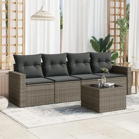 Gartensofa-Set mit Kissen, 5-teilig, graues synthetisches Rattan von , Gartensets - Ref: Foro24-3218680, Preis: 291,02 €, Rab...