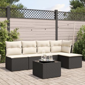 6-piece garden sofa set and black synthetic rattan cushions by , Garden sets - Ref: Foro24-3217526, Price: 289,90 €, Discount: %