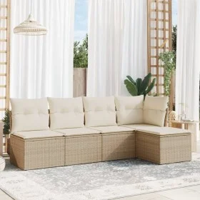 Garden sofa set with cushions 5 pieces beige synthetic rattan by , Garden sets - Ref: Foro24-3217518, Price: 297,85 €, Discou...