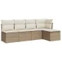 Garden sofa set with cushions 5 pieces beige synthetic rattan by , Garden sets - Ref: Foro24-3217518, Price: 297,85 €, Discou...