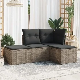 Set de sofás de jardín 4 pzas y cojines ratán sintético gris de , Conjuntos de jardín - Ref: Foro24-3217480, Precio: 204,44 €...