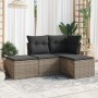 Set de sofás de jardín 4 pzas y cojines ratán sintético gris de , Conjuntos de jardín - Ref: Foro24-3217480, Precio: 207,03 €...