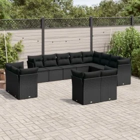 Gartensofa-Set 12-teilig mit schwarzen synthetischen Rattankissen von , Gartensets - Ref: Foro24-3218525, Preis: 860,83 €, Ra...