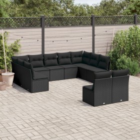 Set de sofás de jardín 11 pzas y cojines ratán sintético negro de , Conjuntos de jardín - Ref: Foro24-3218345, Precio: 645,66...