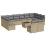 Garden sofa set with cushions 13 pieces beige synthetic rattan by , Garden sets - Ref: Foro24-3218379, Price: 745,32 €, Disco...