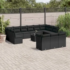 14-teiliges Gartensofa-Set mit schwarzen synthetischen Rattankissen von , Gartensets - Ref: Foro24-3218455, Preis: 886,46 €, ...