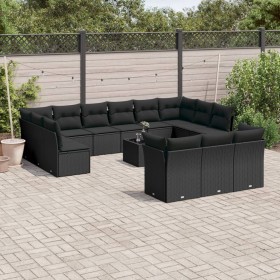 Set sofás de jardín 14 pzas con cojines ratán sintético negro de , Conjuntos de jardín - Ref: Foro24-3218455, Precio: 885,78 ...