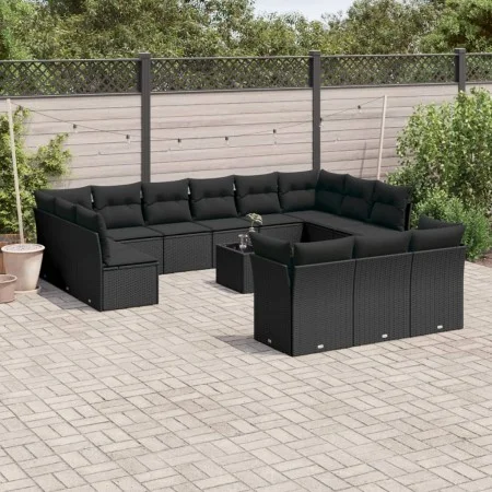14-piece garden sofa set with black synthetic rattan cushions by , Garden sets - Ref: Foro24-3218455, Price: 886,39 €, Discou...