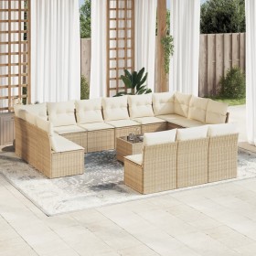 Set sofás de jardín 14 pzas con cojines ratán sintético beige de , Conjuntos de jardín - Ref: Foro24-3218398, Precio: 868,02 ...