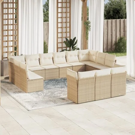 Gartensofa-Set mit Kissen, 13-teilig, beiges synthetisches Rattan von , Gartensets - Ref: Foro24-3218448, Preis: 896,76 €, Ra...