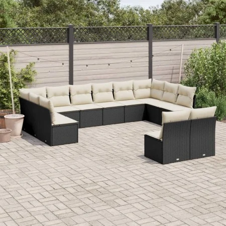Garden sofa set 12 pieces with black synthetic rattan cushions by , Garden sets - Ref: Foro24-3218366, Price: 655,25 €, Disco...