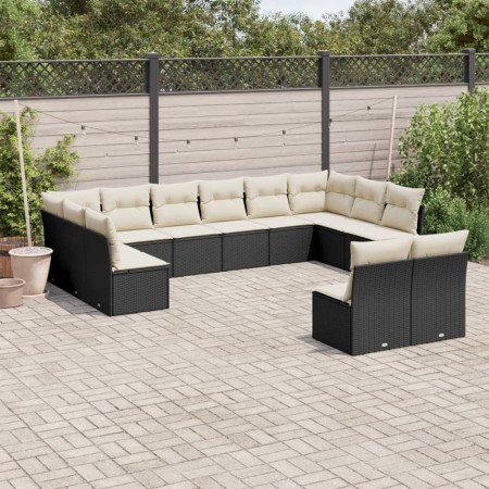 Gartensofa-Set 12-teilig mit schwarzen synthetischen Rattankissen von , Gartensets - Ref: Foro24-3218366, Preis: 602,63 €, Ra...
