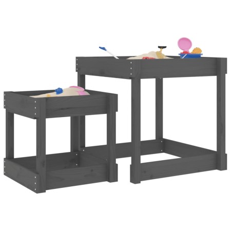Sandtische 2 Stück aus massivem grauem Kiefernholz von , Strukturen für Spiele im Freien - Ref: Foro24-825053, Preis: 74,09 €...