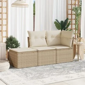 Garden sofa set with beige cushions 3 pieces PE rattan by , Garden sets - Ref: Foro24-3217468, Price: 202,29 €, Discount: %