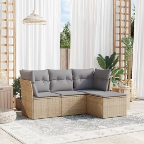 Garden sofa set with cushions 4 pieces beige synthetic rattan by , Garden sets - Ref: Foro24-3217539, Price: 232,34 €, Discou...