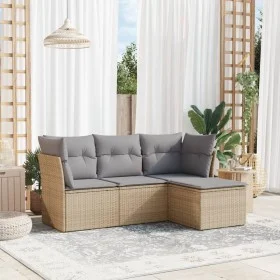 Garden sofa set with cushions 4 pieces beige synthetic rattan by , Garden sets - Ref: Foro24-3217539, Price: 231,24 €, Discou...