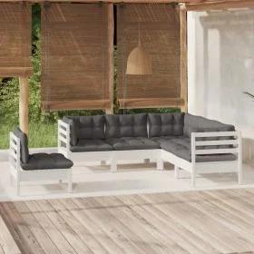 Garden furniture 5 pieces with white pine wood cushions by , Garden sets - Ref: Foro24-3096407, Price: 461,37 €, Discount: %