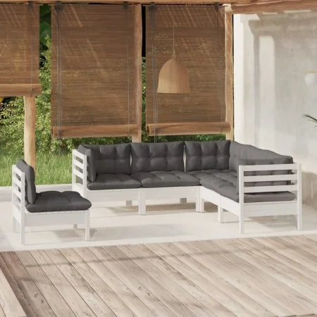 Garden furniture 5 pieces with white pine wood cushions by , Garden sets - Ref: Foro24-3096407, Price: 461,35 €, Discount: %