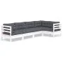 Gartenmöbel 5-teilig mit Kissen aus weißem Kiefernholz von , Gartensets - Ref: Foro24-3096383, Preis: 461,35 €, Rabatt: %