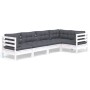 Gartenmöbel 5-teilig mit Kissen aus weißem Kiefernholz von , Gartensets - Ref: Foro24-3096383, Preis: 468,08 €, Rabatt: %