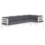 Gartenmöbel 5-teilig mit Kissen aus weißem Kiefernholz von , Gartensets - Ref: Foro24-3096383, Preis: 461,35 €, Rabatt: %