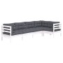 Gartenmöbel 5-teilig mit Kissen aus weißem Kiefernholz von , Gartensets - Ref: Foro24-3096383, Preis: 468,08 €, Rabatt: %